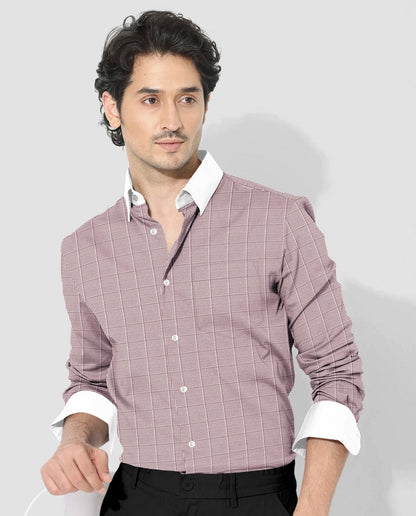 Fudge Brown and Frost White Checks Designer Cotton Shirt
