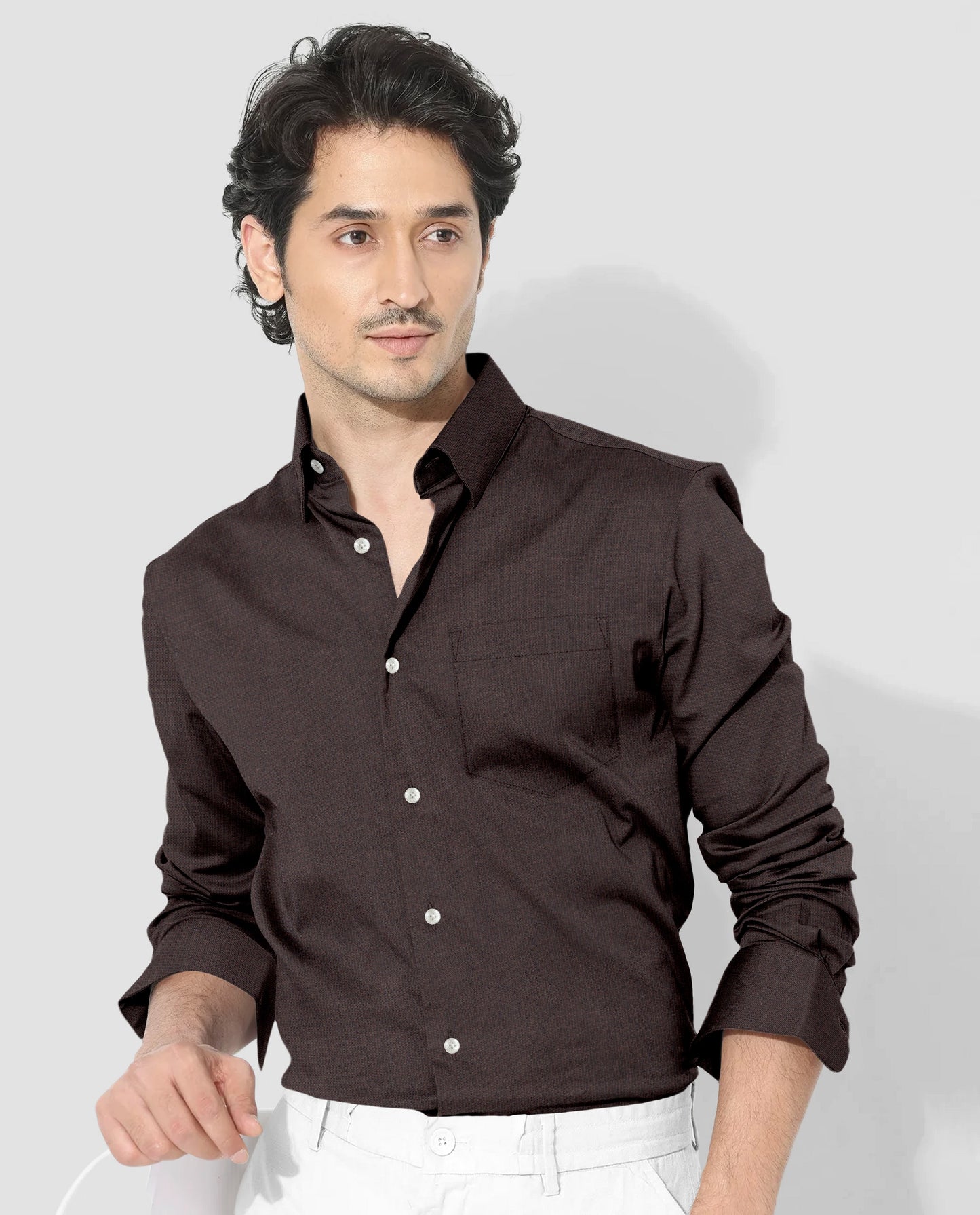 Coffee Brown Men's Luxurious Linen Shirt