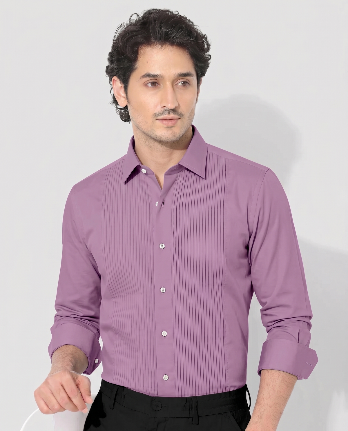 Millennial Pink Giza Cotton Tuxedo Shirt