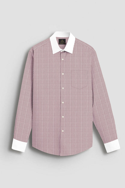 Fudge Brown and Frost White Checks Designer Cotton Shirt