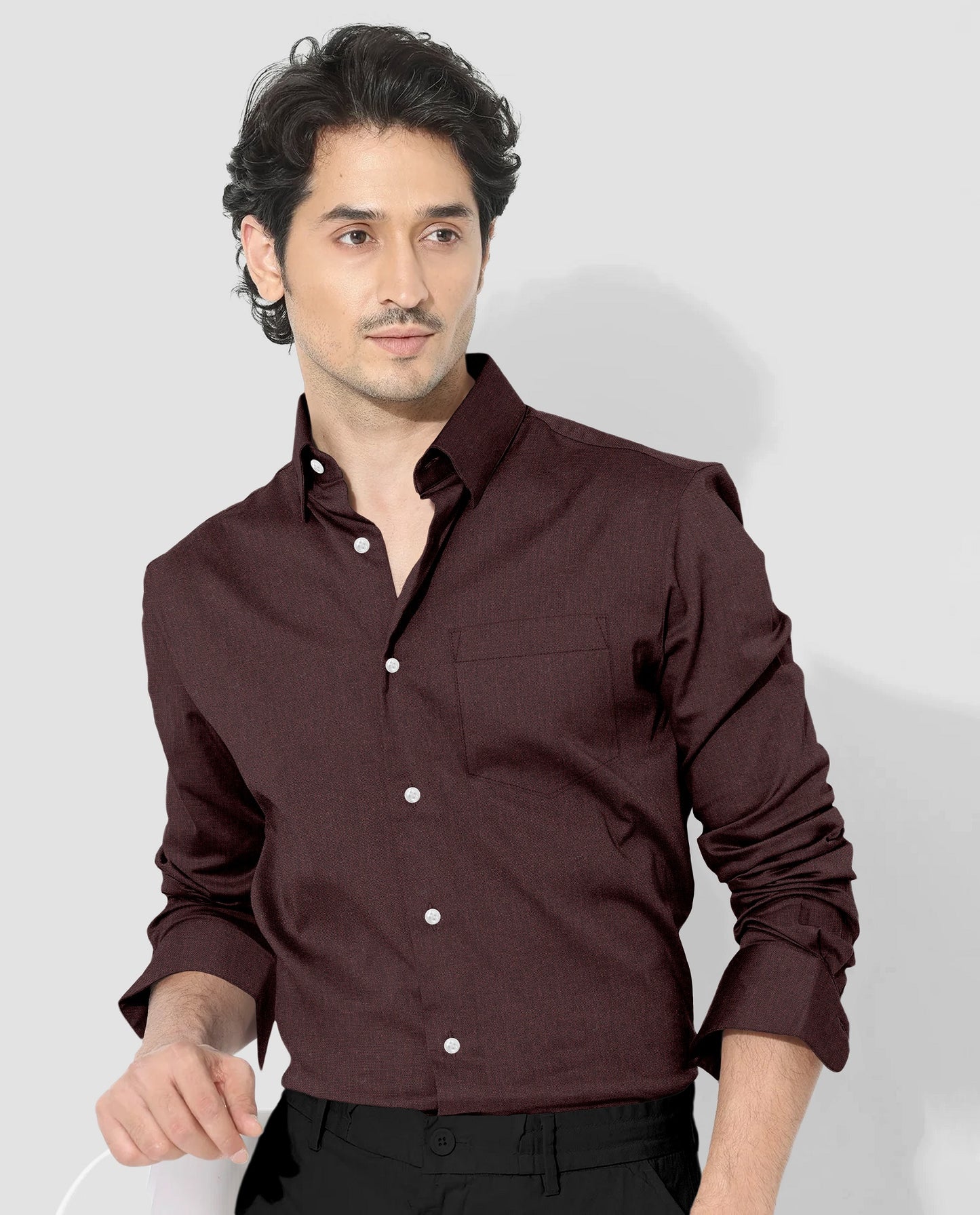 Mocha Brown Cotton Linen Shirt-Plus size Shirts in India