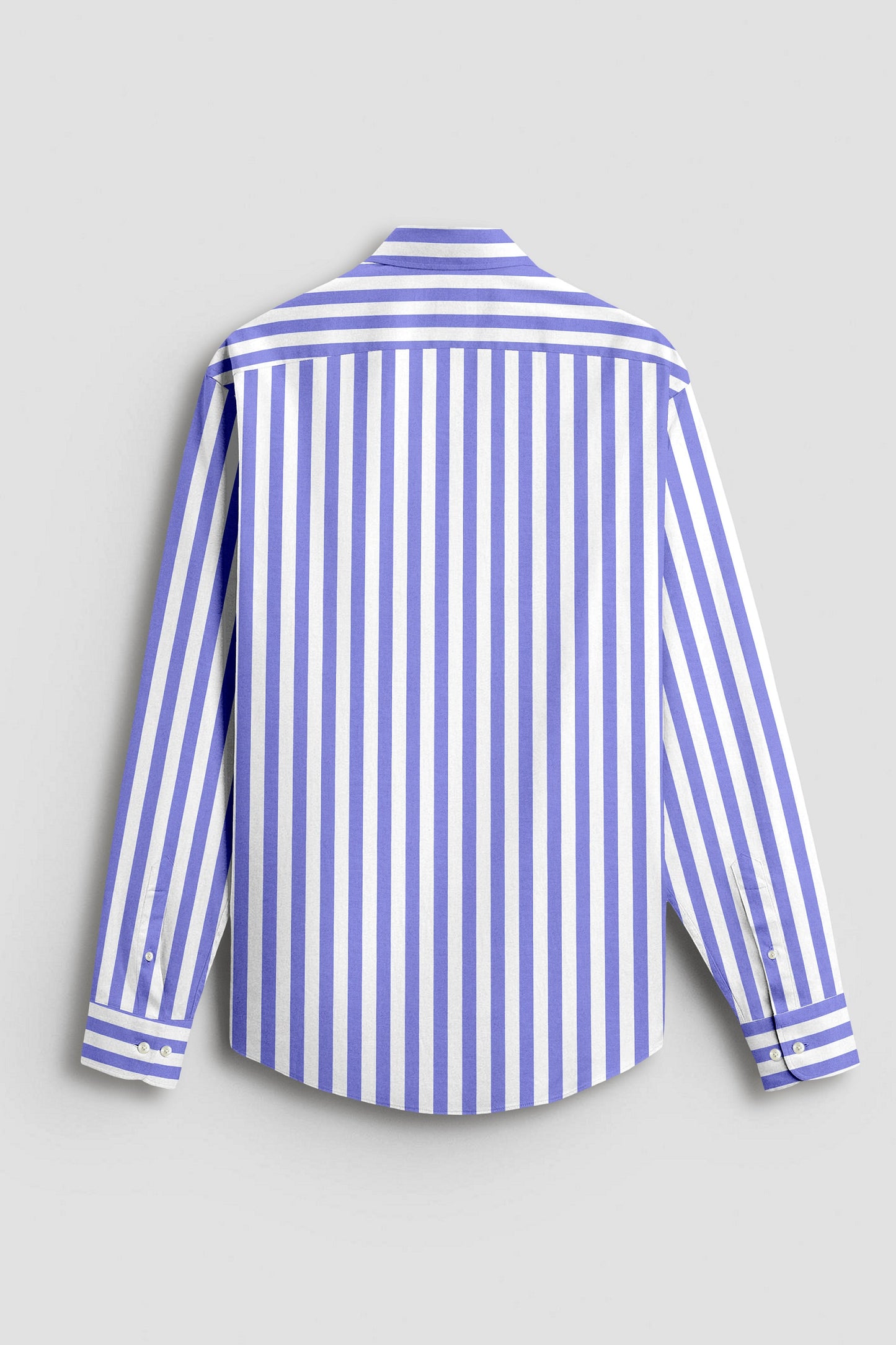 Iolite Blue and White Awning Stripes Cotton Shirt