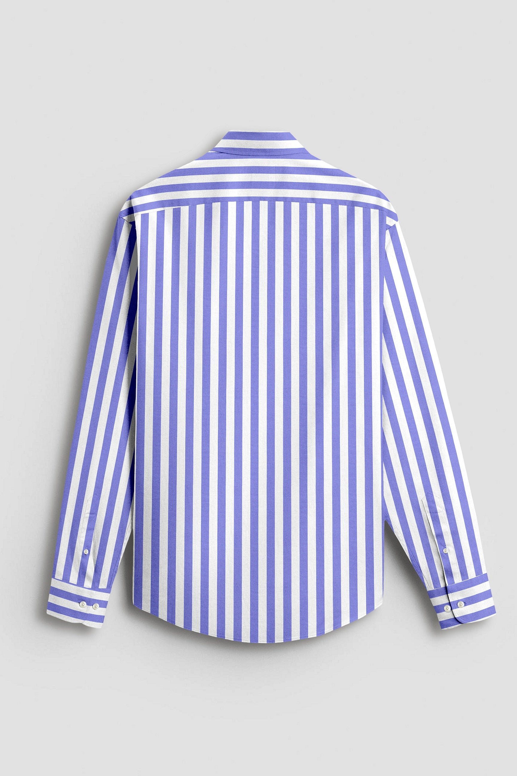 Iolite Blue and White Awning Stripes Cotton Shirt
