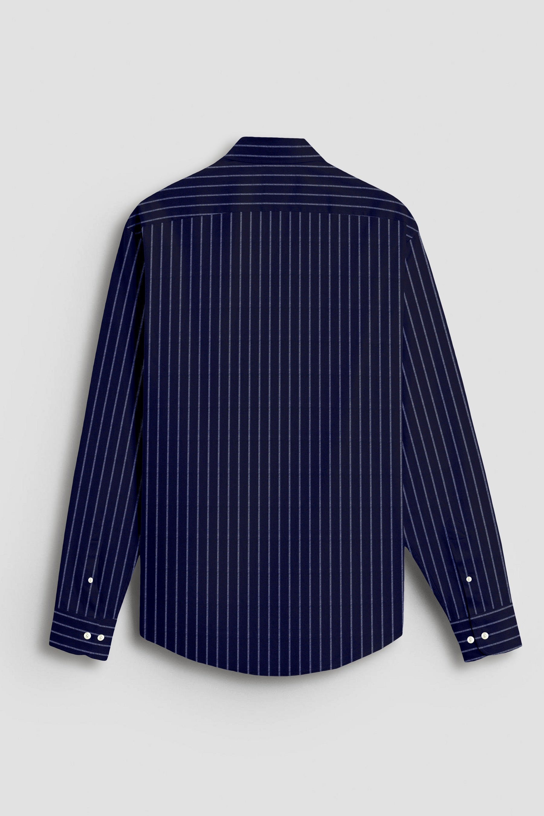 Oxford Blue and Snow White Stripes Oxford Cotton Shirt