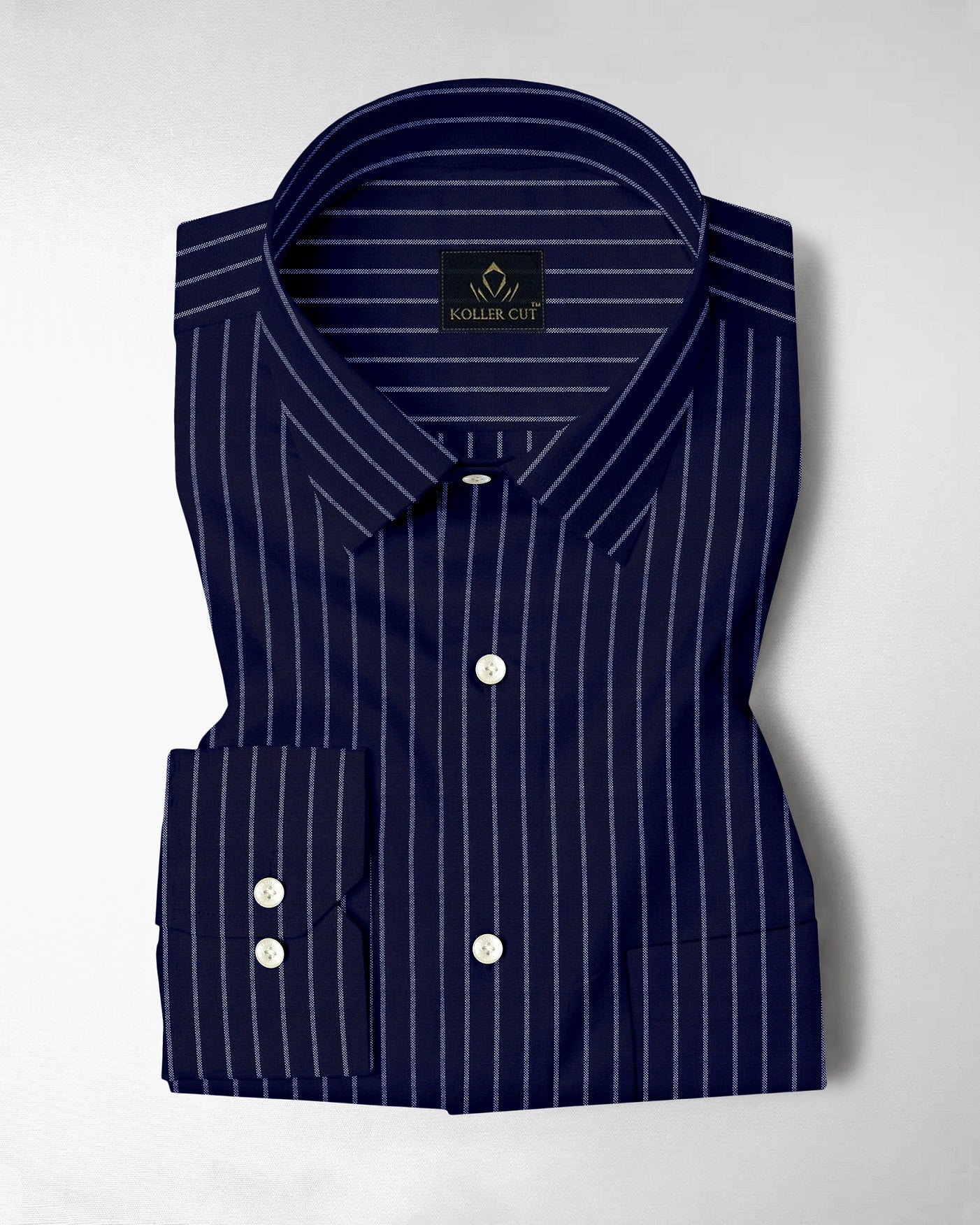 Oxford Blue and Snow White Stripes Oxford Cotton Shirt