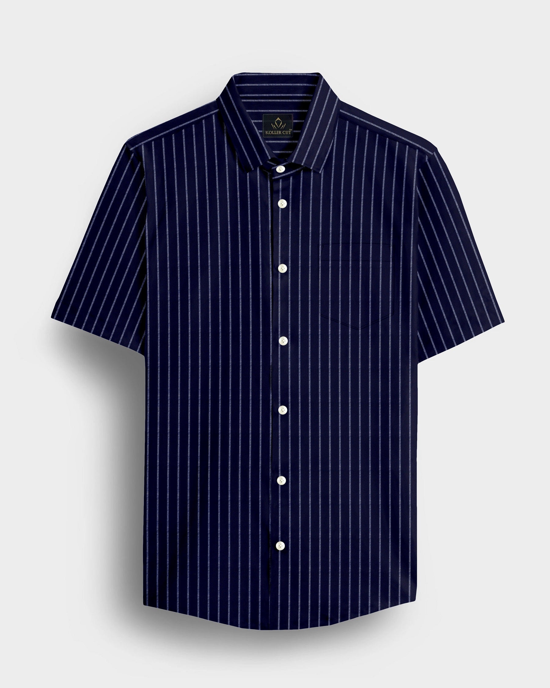 Oxford Blue and Snow White Stripes Oxford Cotton Shirt