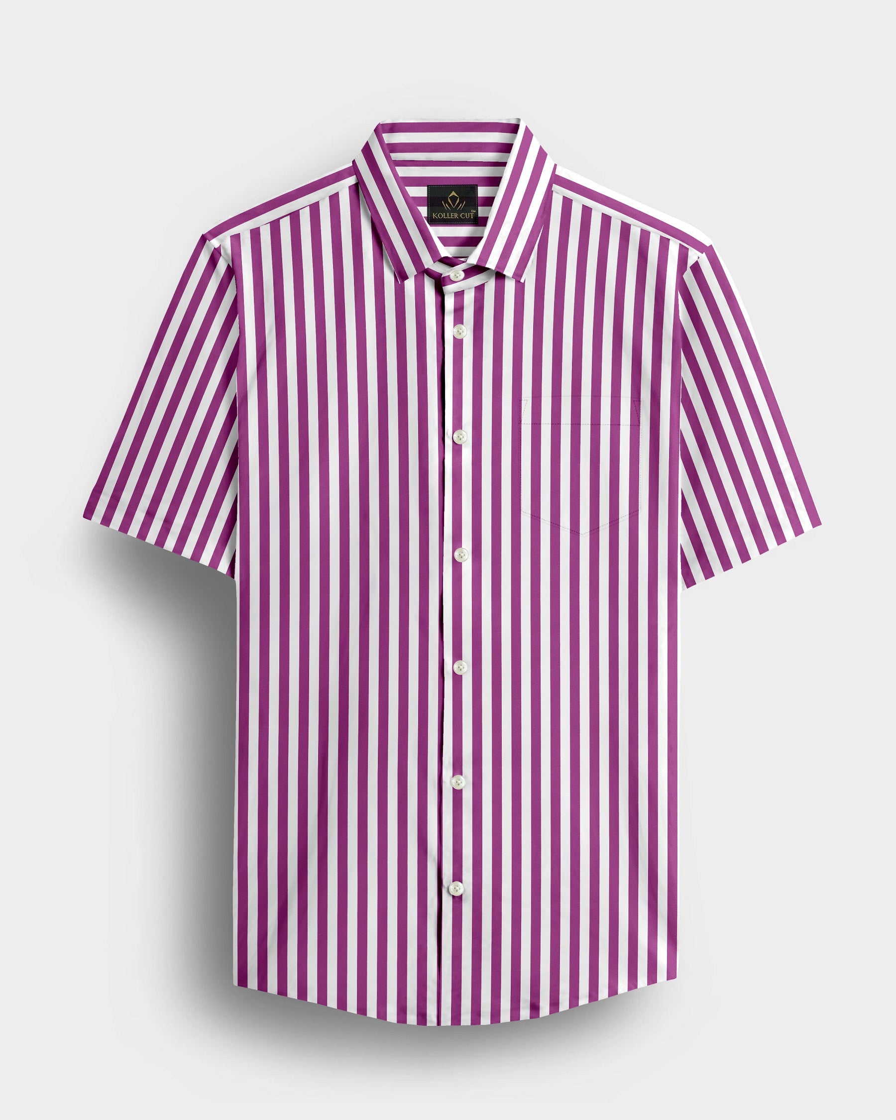 White and Grape Purple Chalk Stripes Cotton Shirt