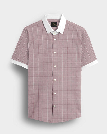 Fudge Brown and Frost White Checks Designer Cotton Shirt
