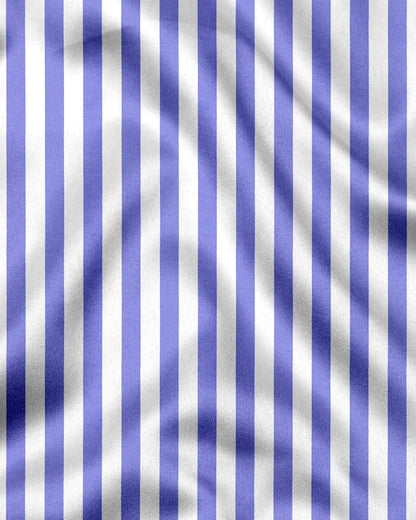 Iolite Blue and White Awning Stripes Designer Cotton Shirt