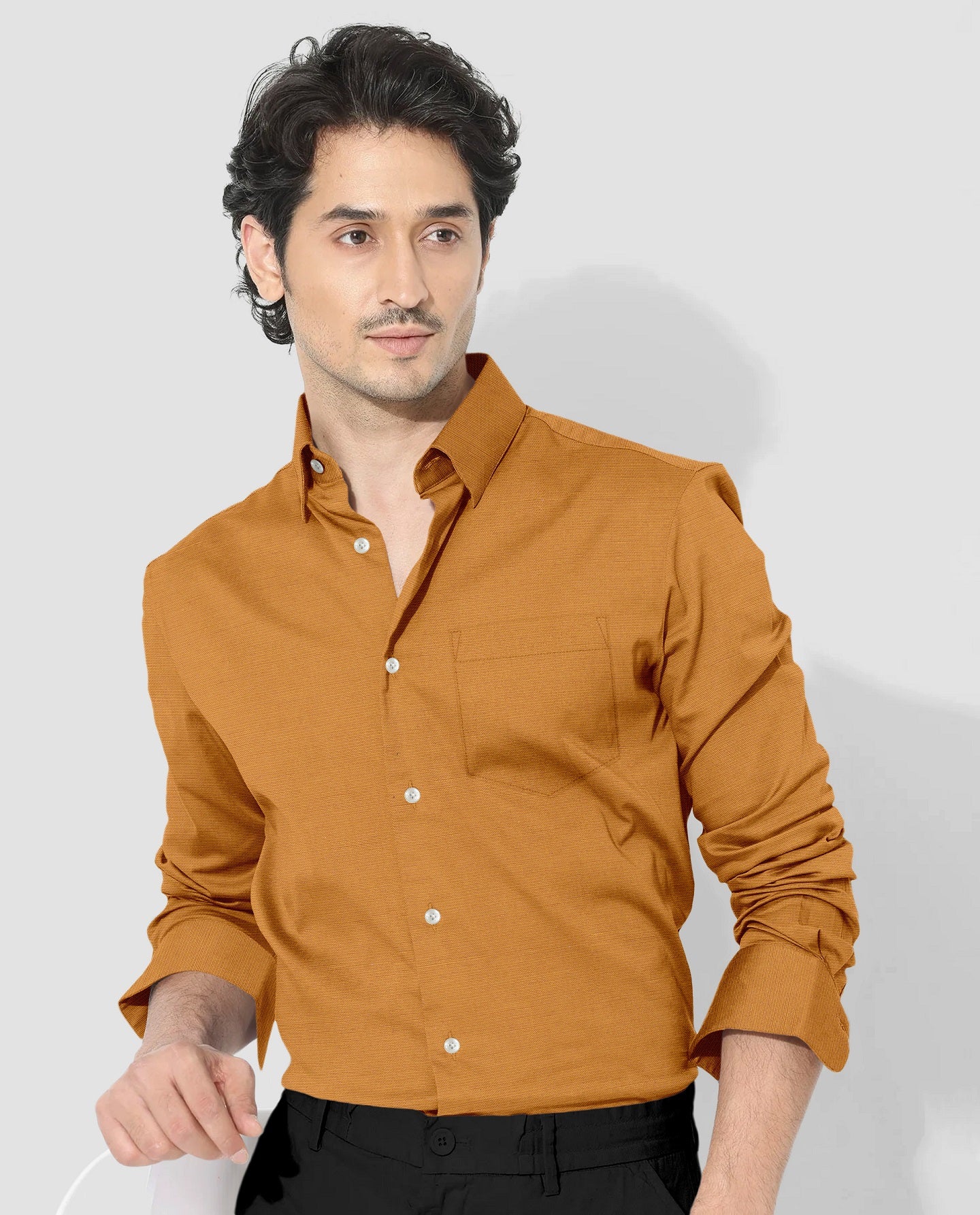 Apricot Yellow Luxurious linen shirt