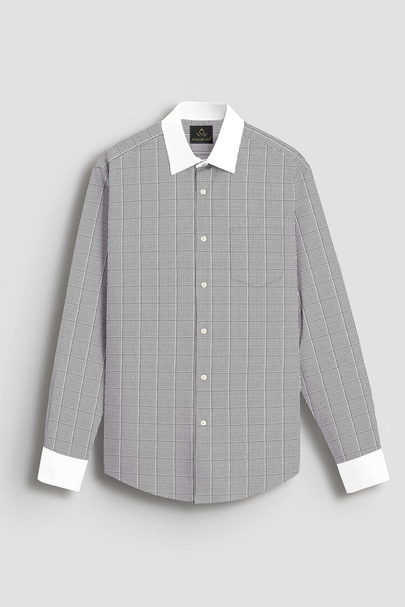 Coal Black and Frost White Checks Designer Cotton Shirt