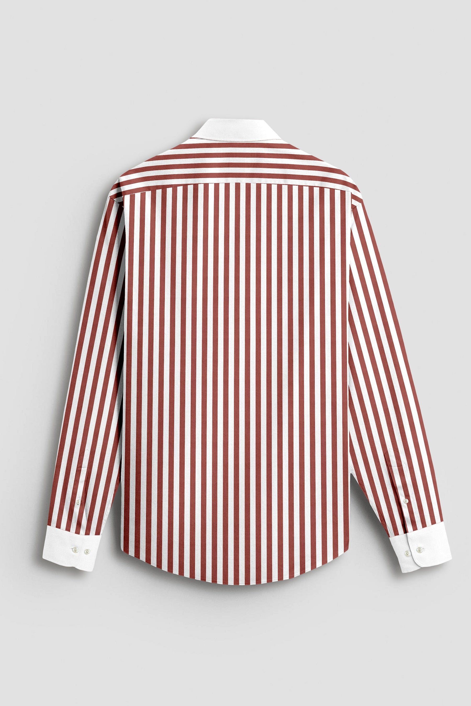 White and Russet Brown Chalk Stripes Designer Cotton Shirt