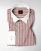 White and Russet Brown Chalk Stripes Designer Cotton Shirt