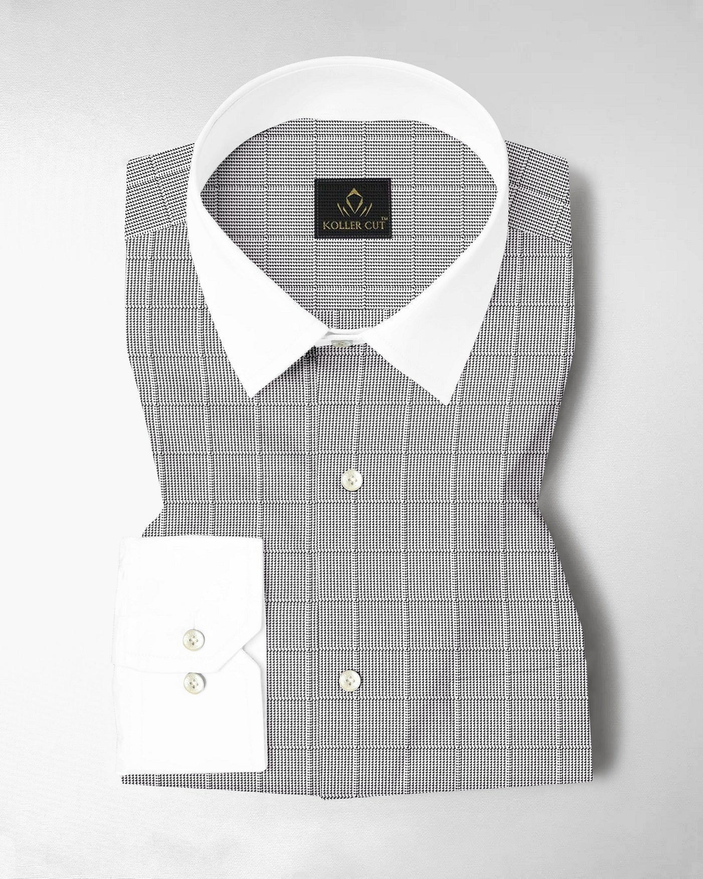 Coal Black and Frost White Checks Designer Cotton Shirt