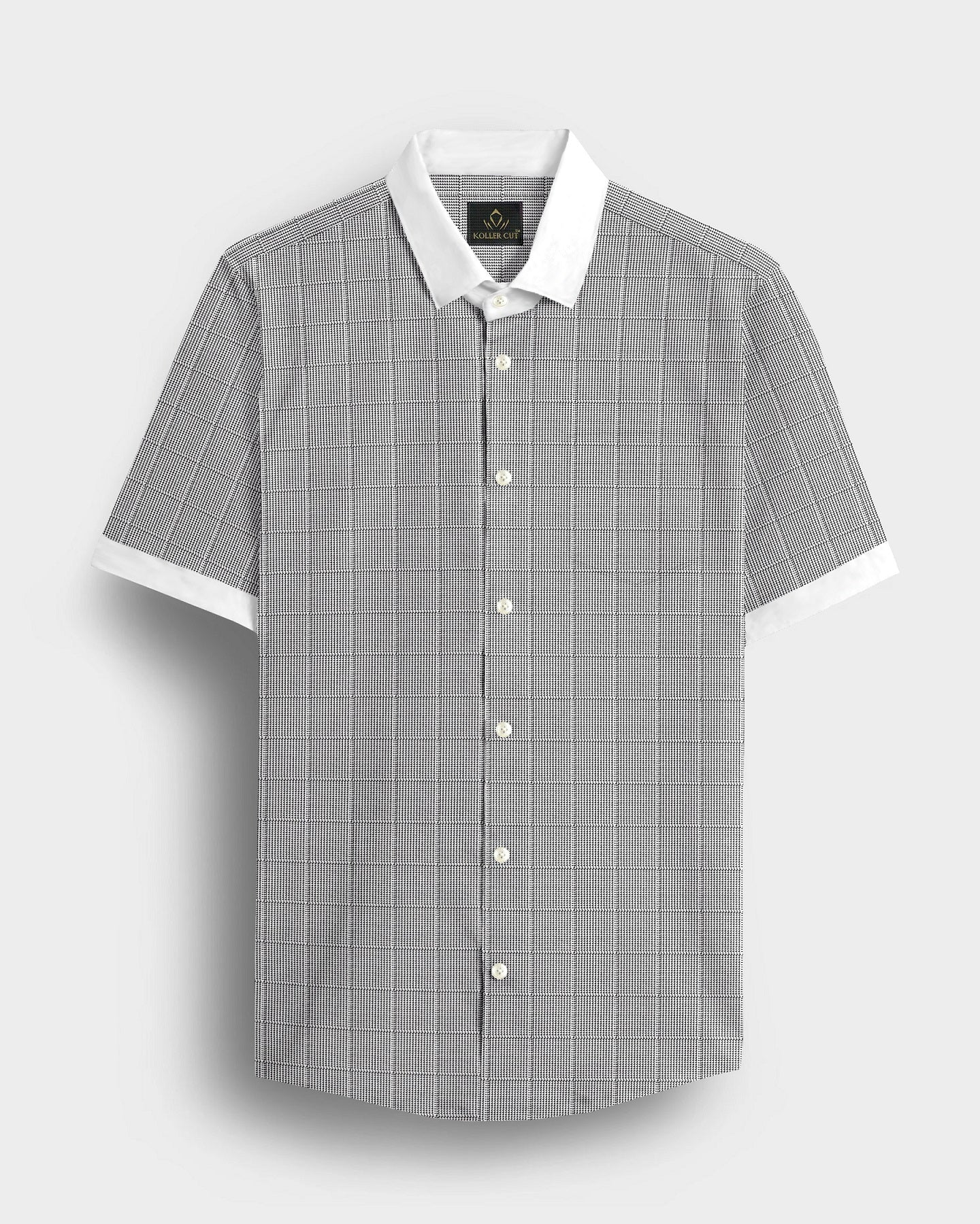 Coal Black and Frost White Checks Designer Cotton Shirt
