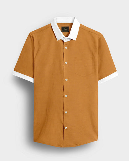 Apricot Yellow Luxurious Designer linen shirt