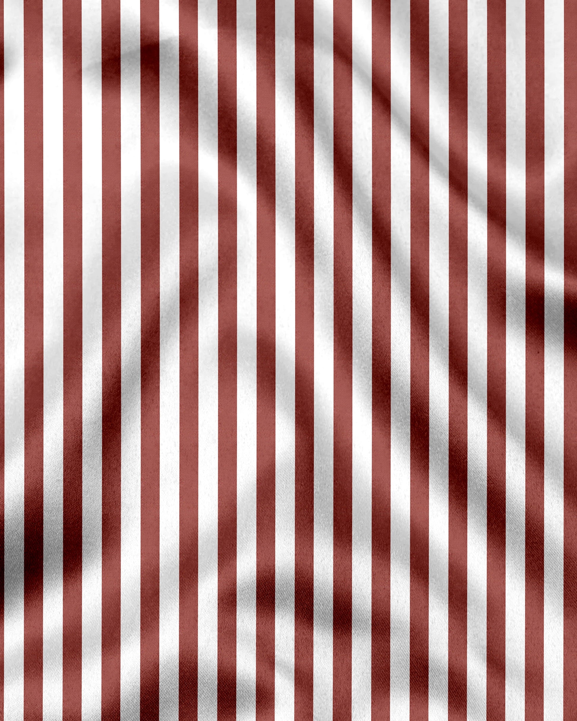 White and Russet Brown Chalk Stripes Cotton Shirt