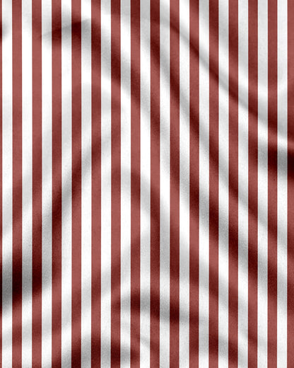 White and Russet Brown Chalk Stripes Cotton Shirt