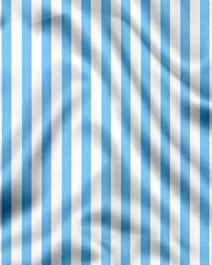 Cloisonne Blue and White Awning Stripes Designer Cotton Shirt
