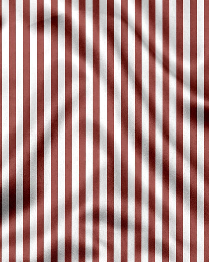 White and Russet Brown Chalk Stripes Designer Cotton Shirt