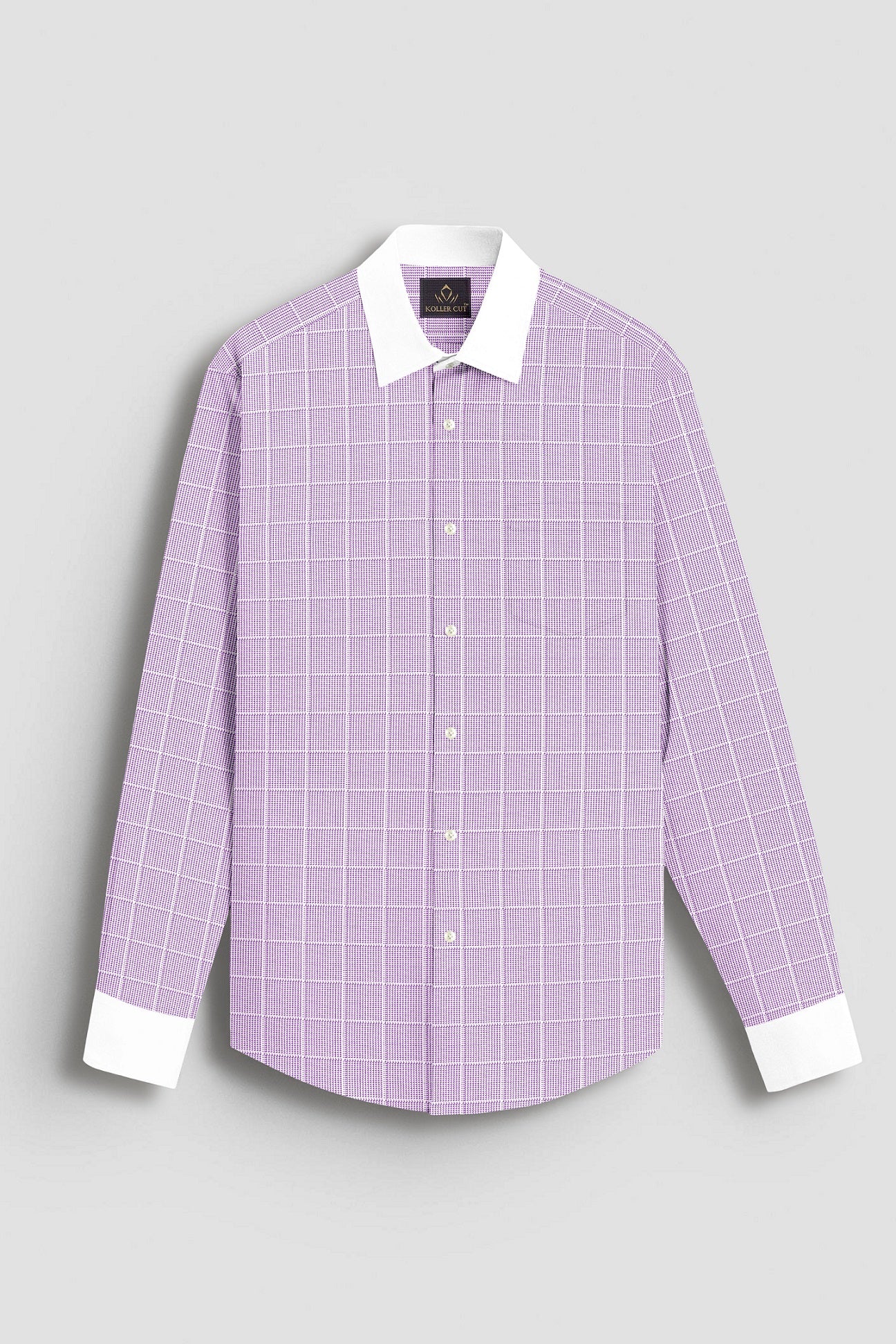 Lavender and Frost White Checks Designer  Cotton Shirt