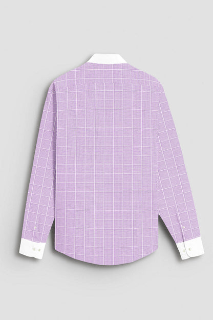 Lavender and Frost White Checks Designer  Cotton Shirt