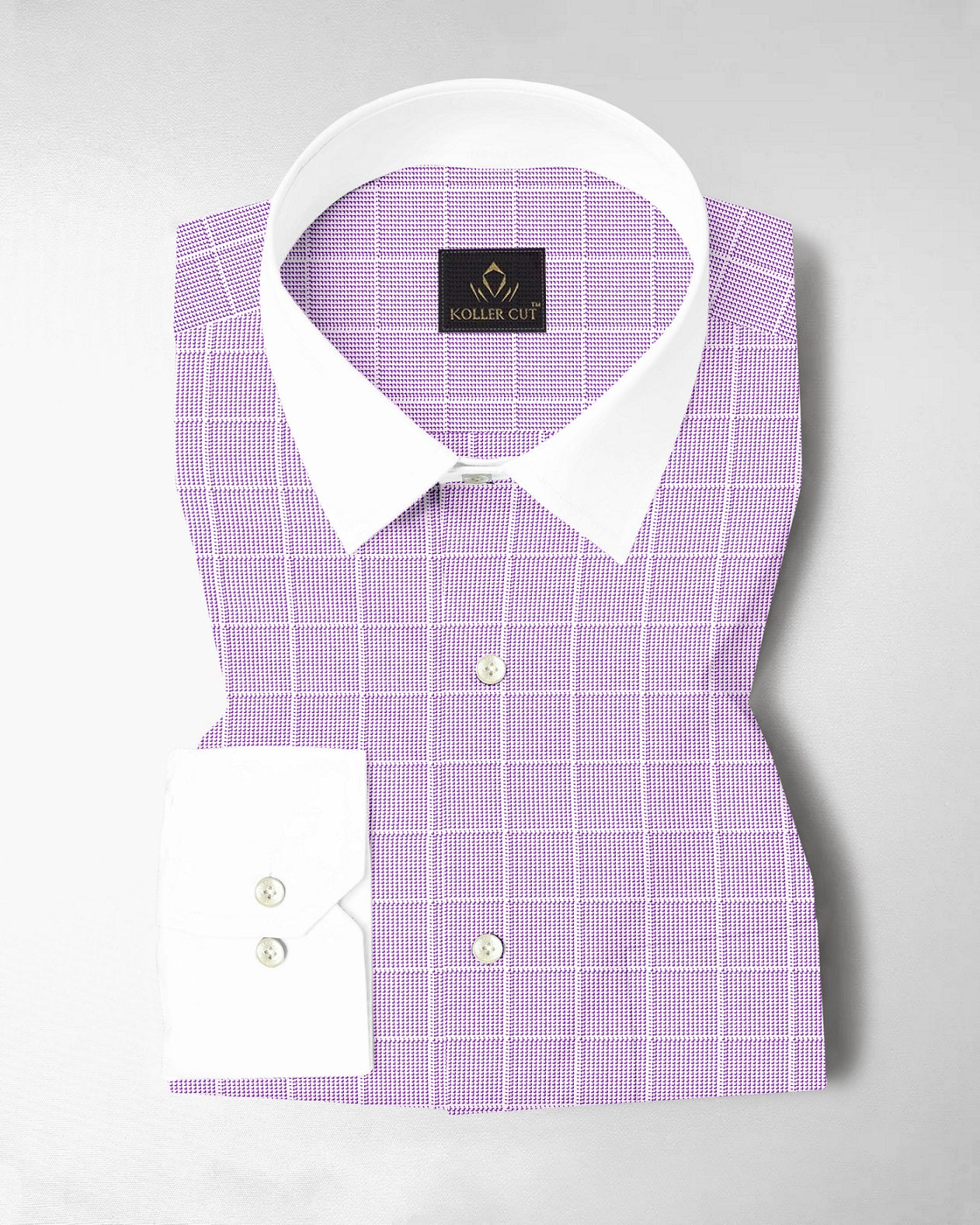 Lavender and Frost White Checks Designer  Cotton Shirt