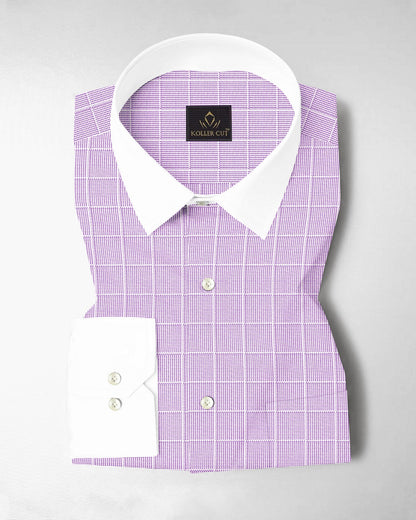 Lavender and Frost White Checks Designer  Cotton Shirt