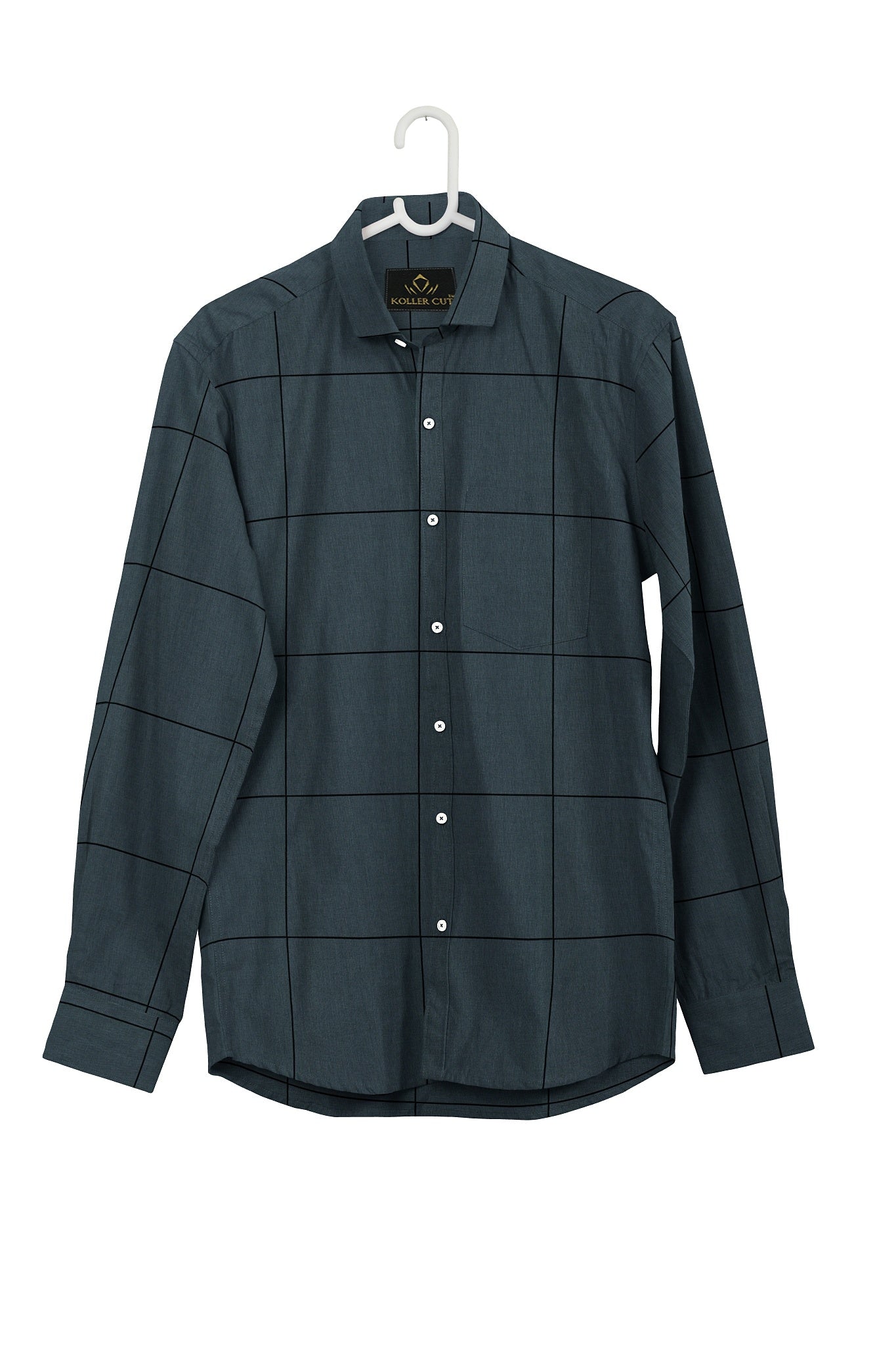 Spruce Blue and Black Checks Cotton Shirt