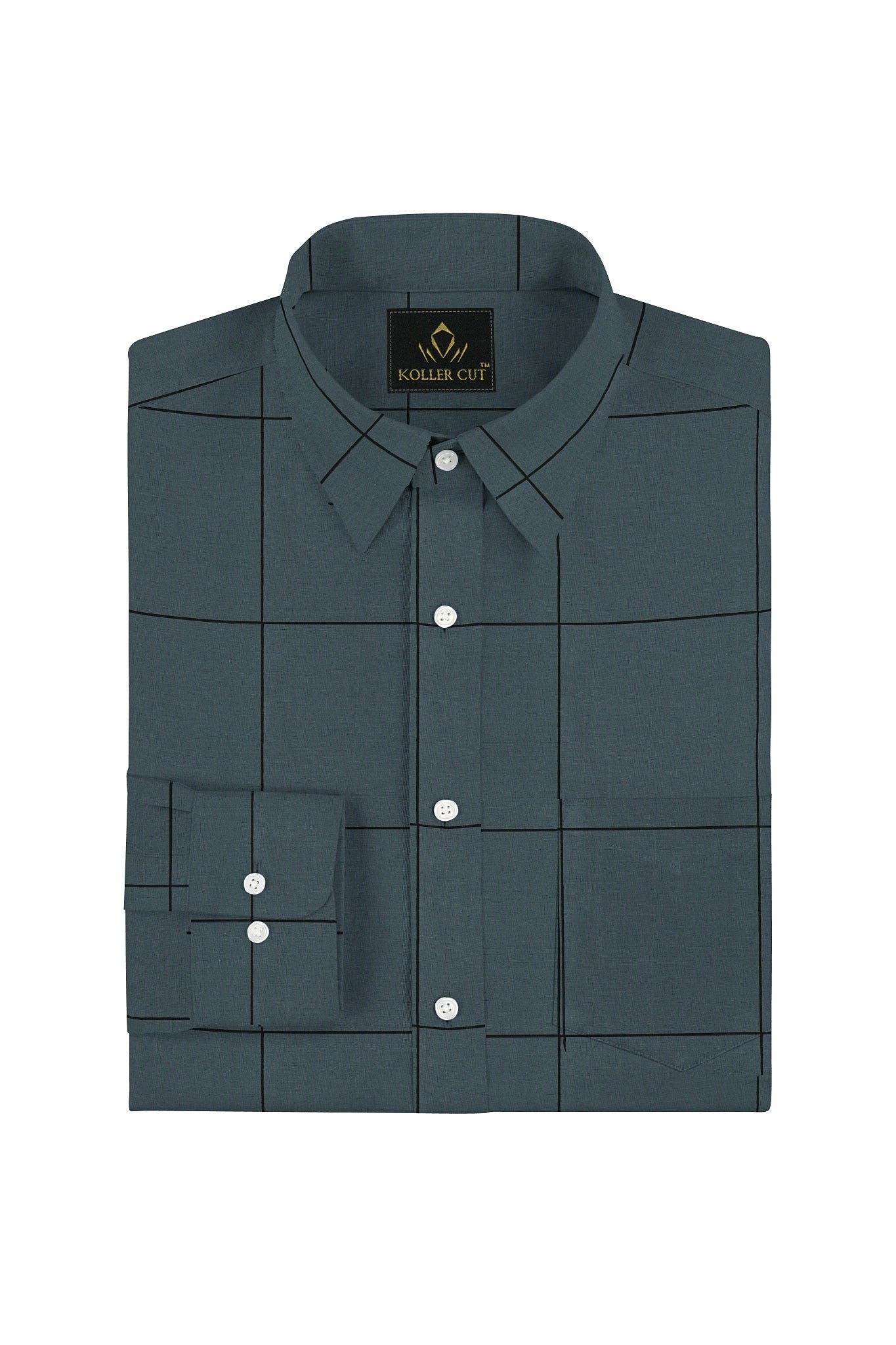 Spruce Blue and Black Checks Cotton Shirt