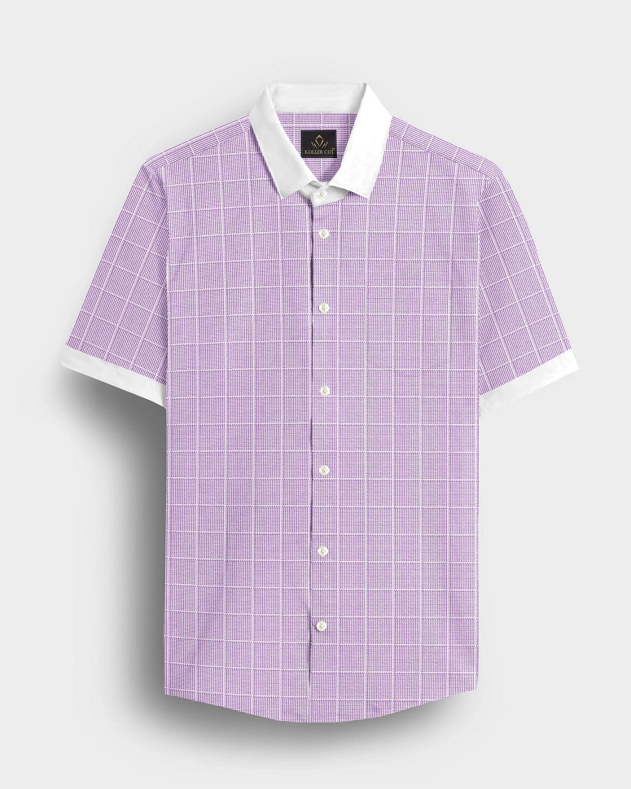 Lavender and Frost White Checks Designer  Cotton Shirt