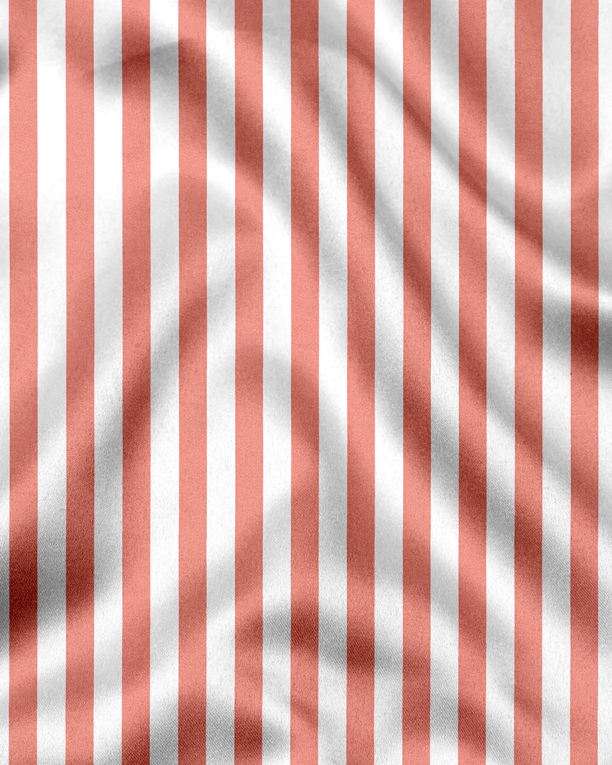Apricot Blush Peach and White Awning Stripes Cotton Shirt