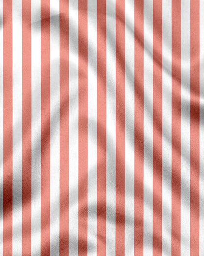 Apricot Blush Peach and White Awning Stripes Cotton Shirt