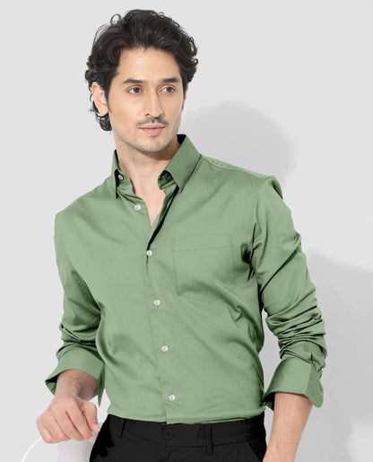 Mantle Green Giza Cotton Shirt