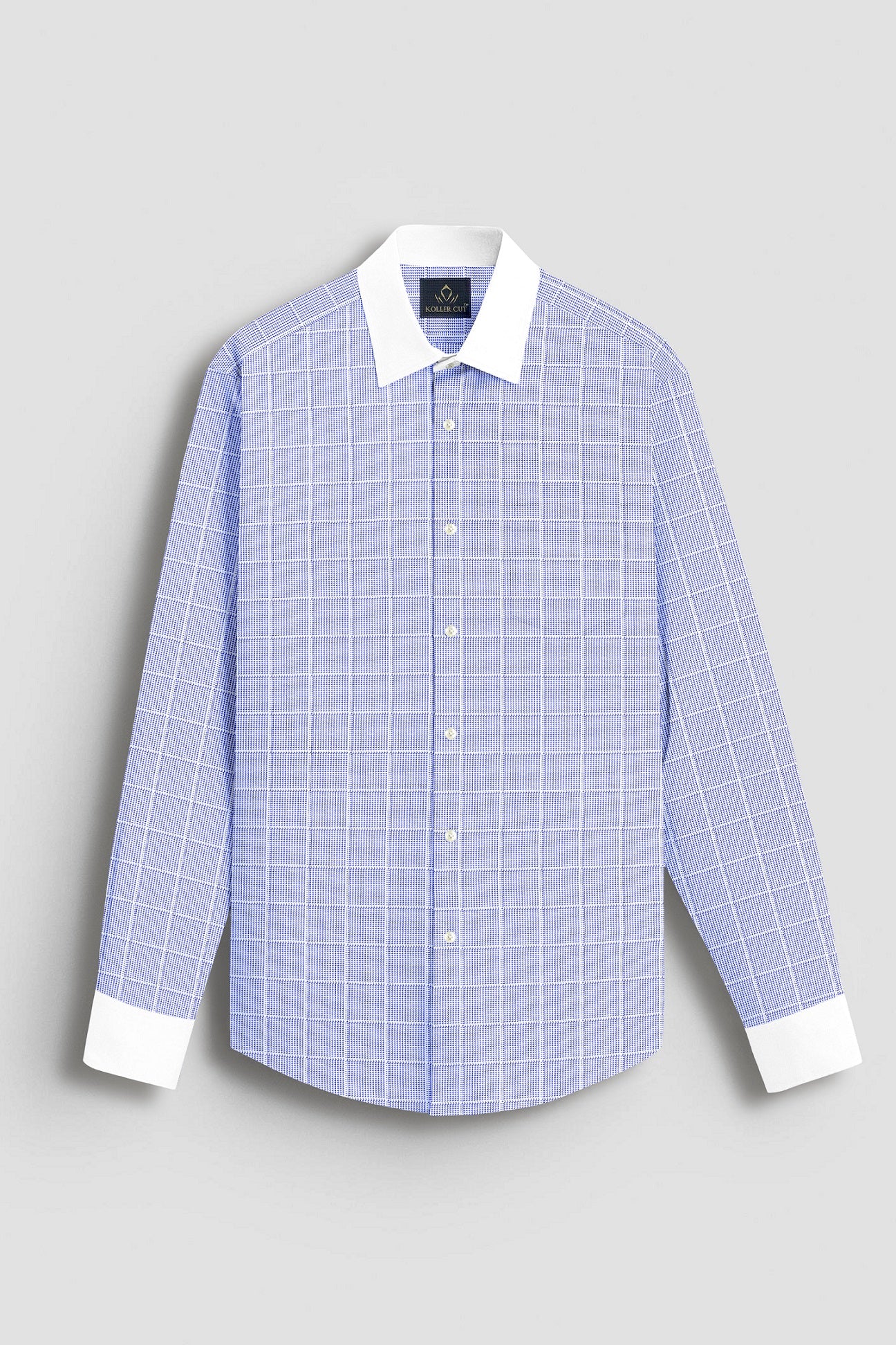 Ethereal Blue and Frost White Checks Designer Cotton Shirt