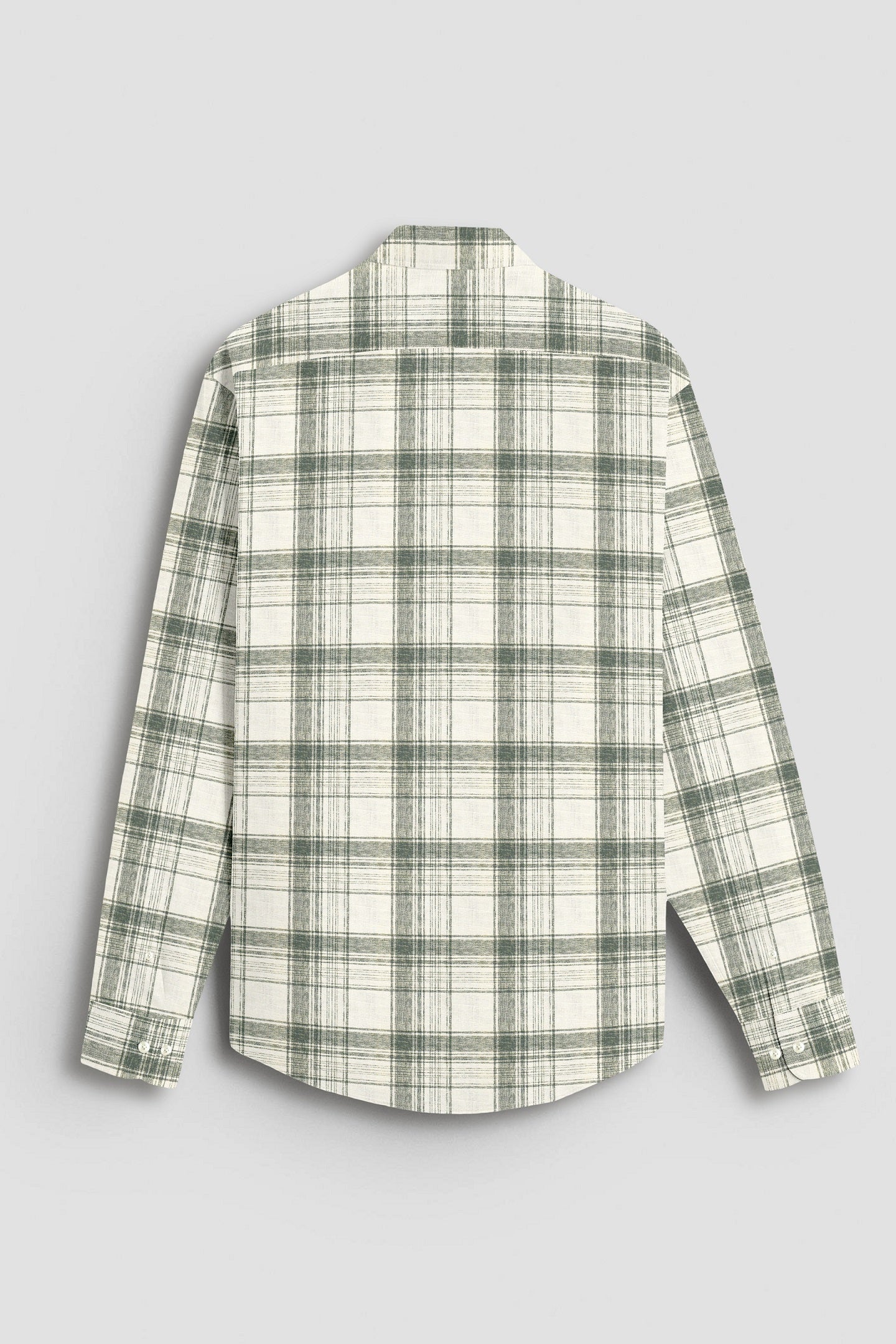 Beige and Agave Green Checks Cotton Linen Shirt