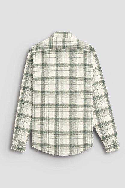 Beige and Agave Green Checks Cotton Linen Shirt