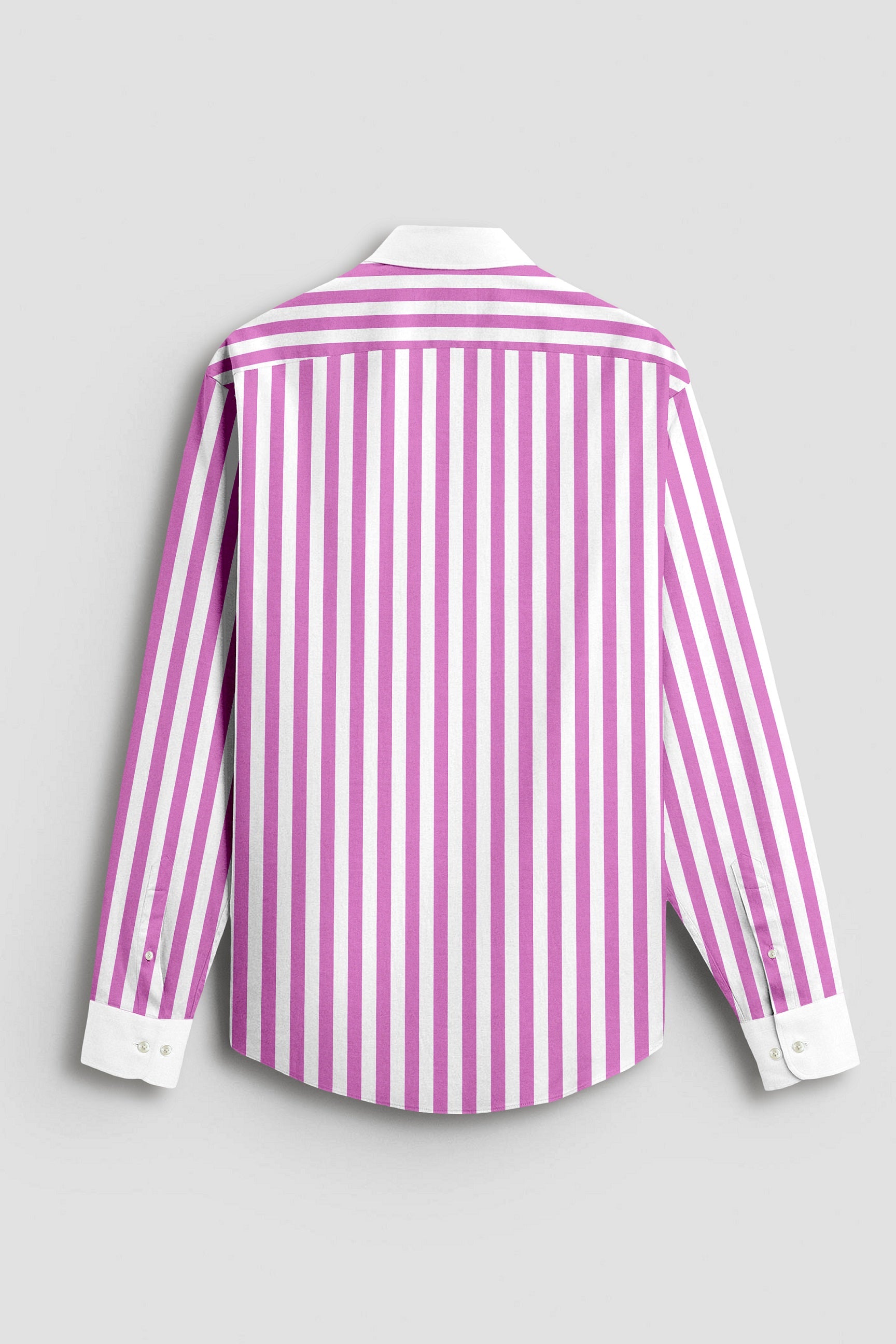 Phlox Pink and White Awning Stripes Designer Cotton Shirt