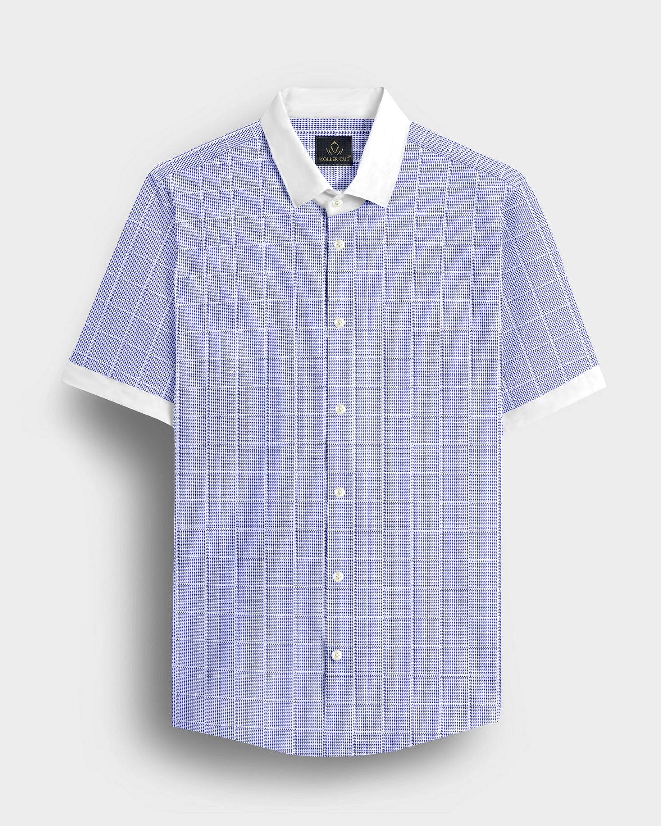 Ethereal Blue and Frost White Checks Designer Cotton Shirt