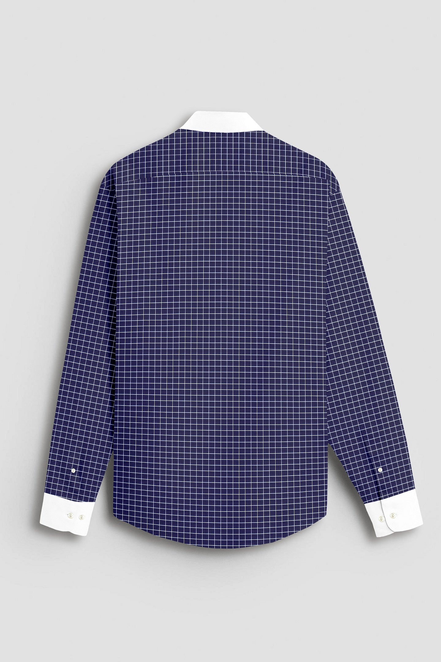 Monaco Blue and Snow White Checks Designer Cotton Shirt