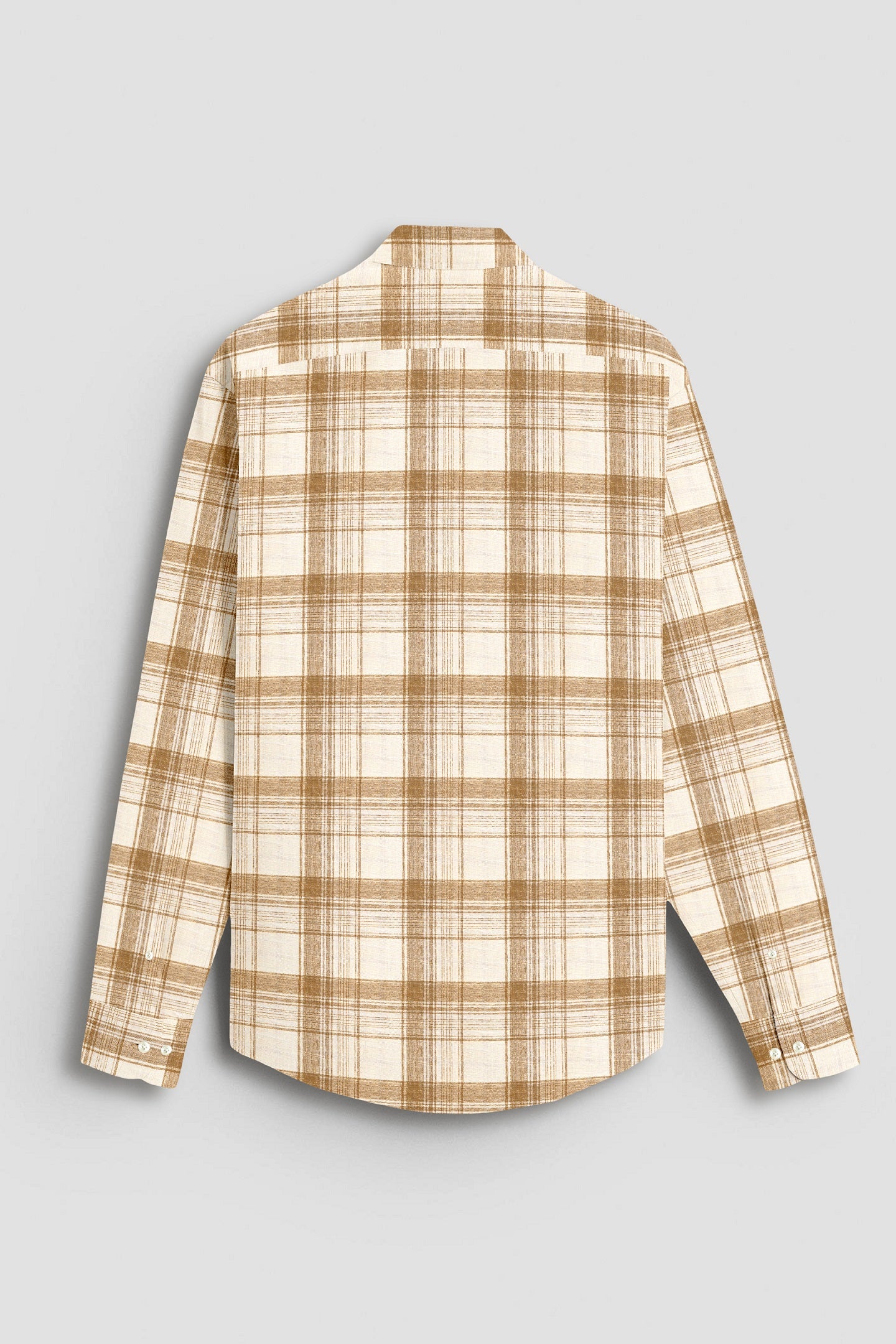 Beige and Hazelnut Brown Checks Cotton Linen Shirt