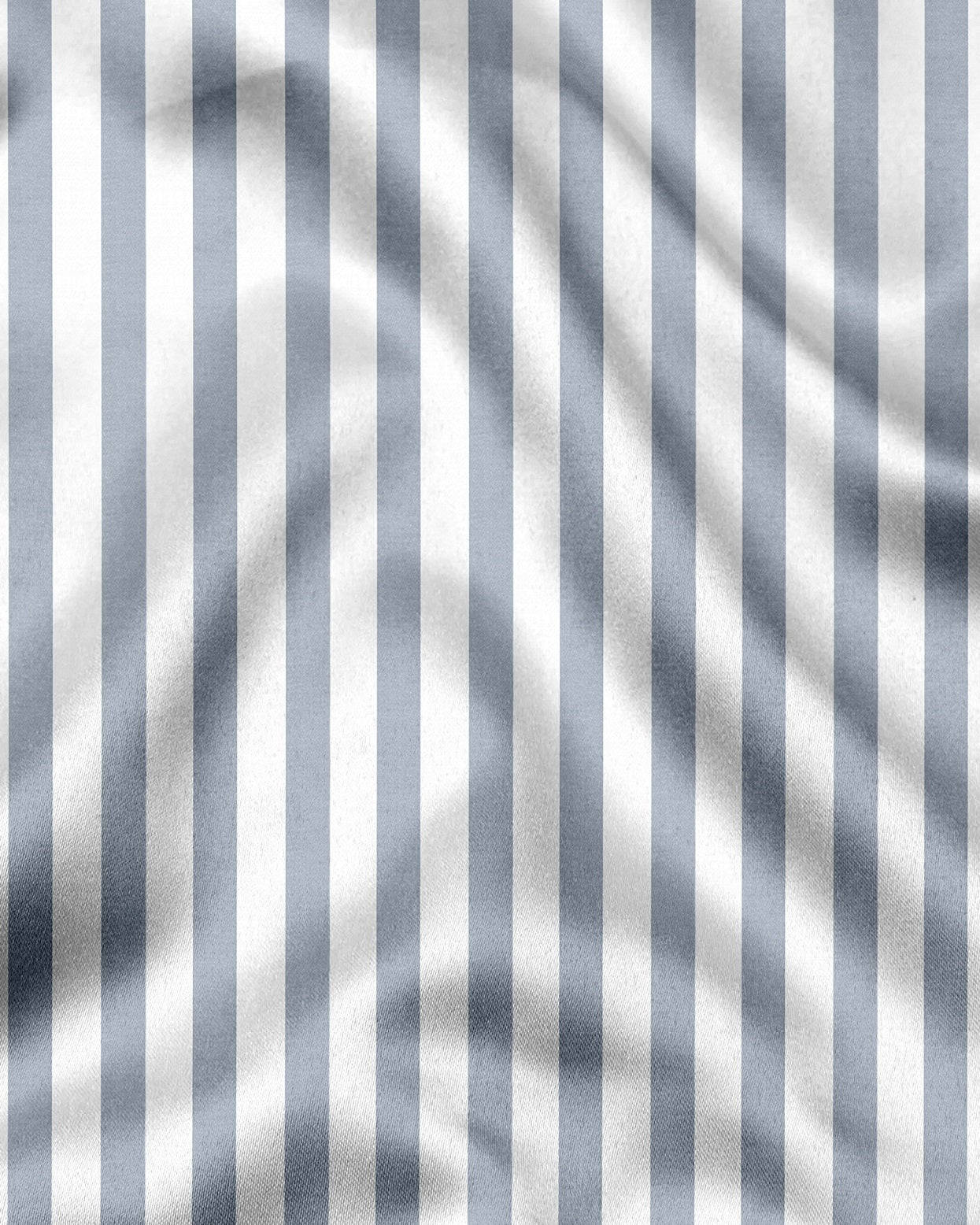 Lunar Gray and White Awning Stripes Cotton Shirt