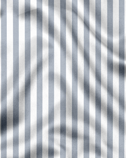Lunar Gray and White Awning Stripes Cotton Shirt