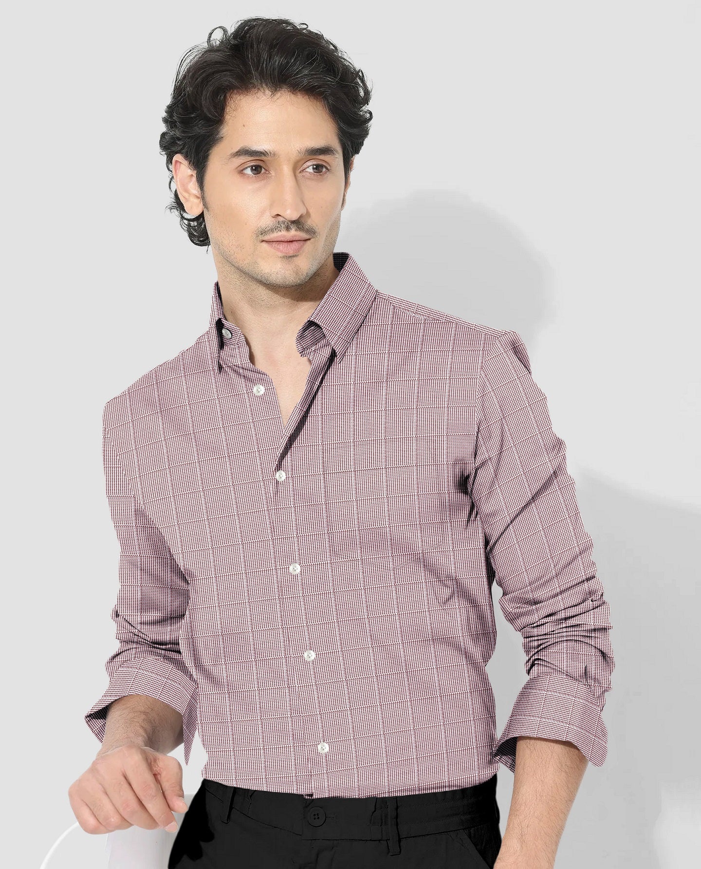 Fudge Brown and Frost White Checks Cotton Shirt