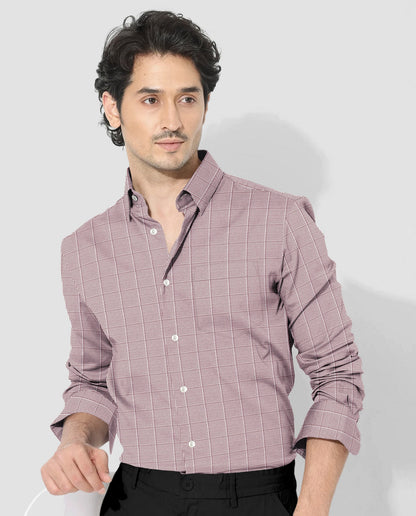 Fudge Brown and Frost White Checks Cotton Shirt