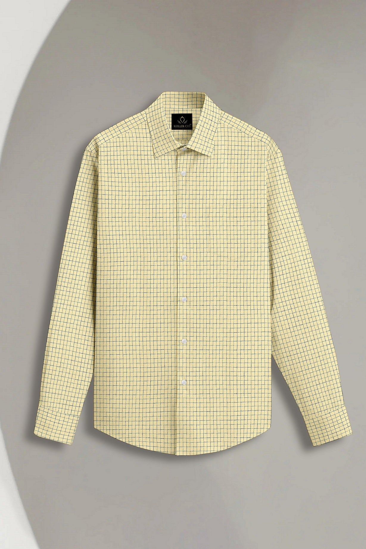 Custard Yellow and Galaxy blue Checks Premium Egyptian Giza Cotton Shirt