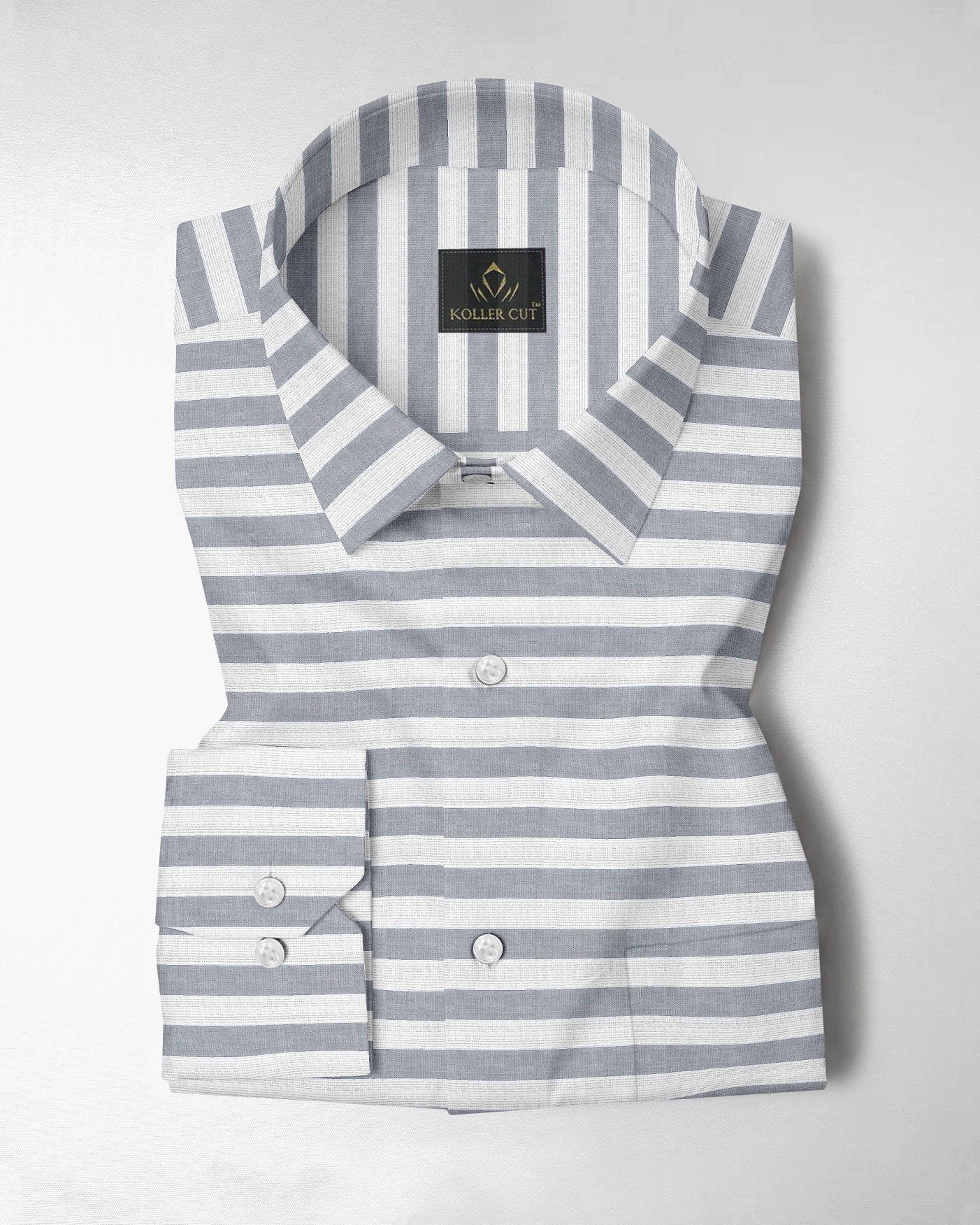 White and Denim Blue Stripes Egyptian Giza Cotton Shirt