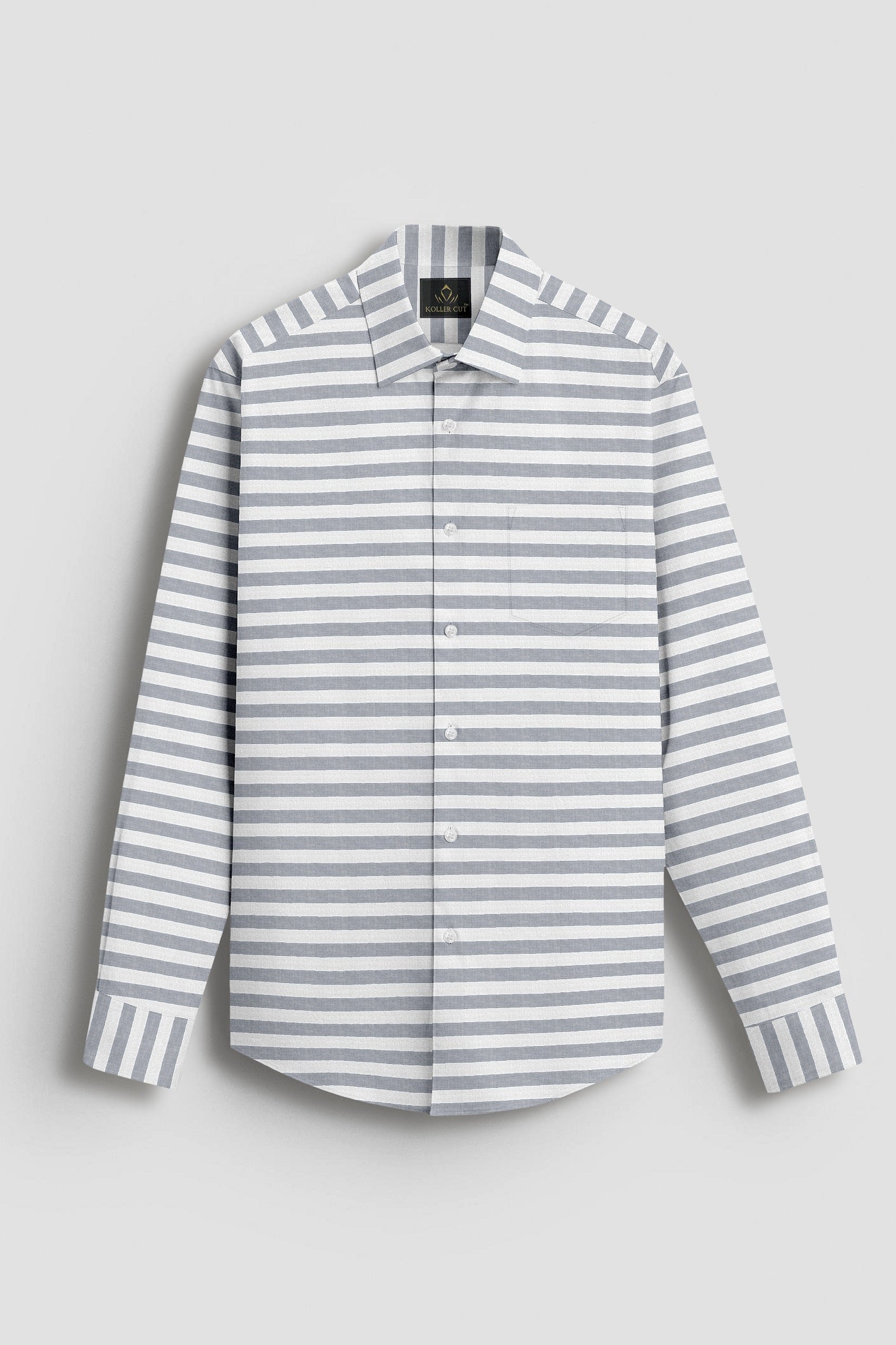 White and Denim Blue Stripes Egyptian Giza Cotton Shirt