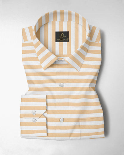 White and Quartz Peach Stripes Egyptian Giza Cotton Shirt