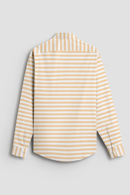 White and Quartz Peach Stripes Egyptian Giza Cotton Shirt